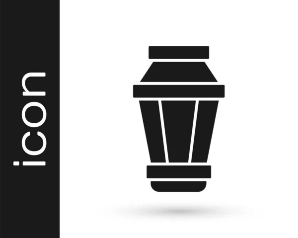 Grijze Tuin Lamp Pictogram Geïsoleerd Witte Achtergrond Zonne Energie Lamp — Stockvector