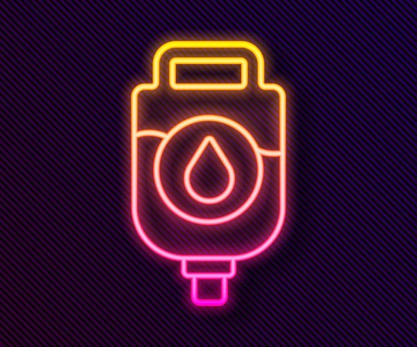 Leuchtende Neon Line Tasche Symbol Isoliert Auf Schwarzem Hintergrund Blutbeutel — Stockvektor