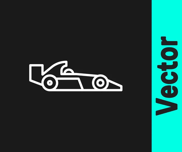 Белая Линия Формулы Гоночный Автомобиль Значок Изолирован Черном Фоне Векторная — стоковый вектор