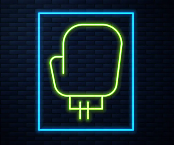 Zářící Neonová Čára Ikona Boxerské Rukavice Izolovaná Pozadí Cihlové Stěny — Stockový vektor