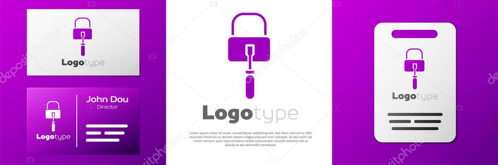 Logotype Lockpicks or lock picks for lock picking icon isolated on white background. Logo design template element. Vector Illustration