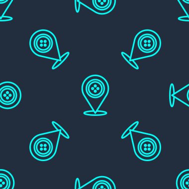 Yeşil Hat Terzi Dükkanı ikonu mavi arka planda izole edilmiş kusursuz desen. Vektör İllüstrasyonu