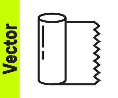 Siyah çizgi kumaş rulo simgesi beyaz arkaplanda izole edildi. Yuvarlan, paspas, halı, halı, halı ya da kağıt rulo ikonu. Vektör İllüstrasyonu