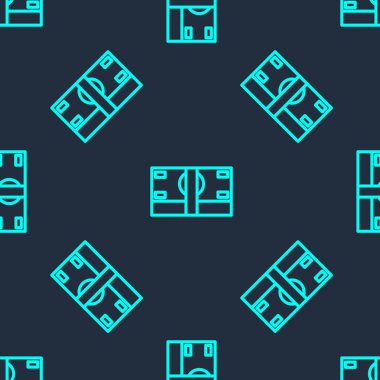 Yeşil Hat Yığını kağıt para para ikonu mavi arka planda izole edilmiş kusursuz desen. Para desteleri. Para birimi. Vektör İllüstrasyonu