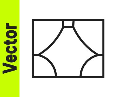 Siyah çizgi Perde simgesi beyaz arka plan üzerinde izole. Tiyatro veya opera sahnesi arka plan, konser büyük açılış veya sinema galası için. Vektör İllüstrasyonu