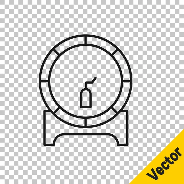 Black Line Wooden Barrel Rack Stopcock Icon Isolated Transparent Background — Stock Vector