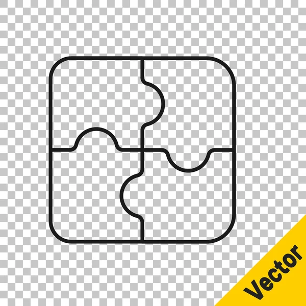 Black Line Piece Puzzle Icon Isolated Transparent Background Business Marketing — Stock Vector