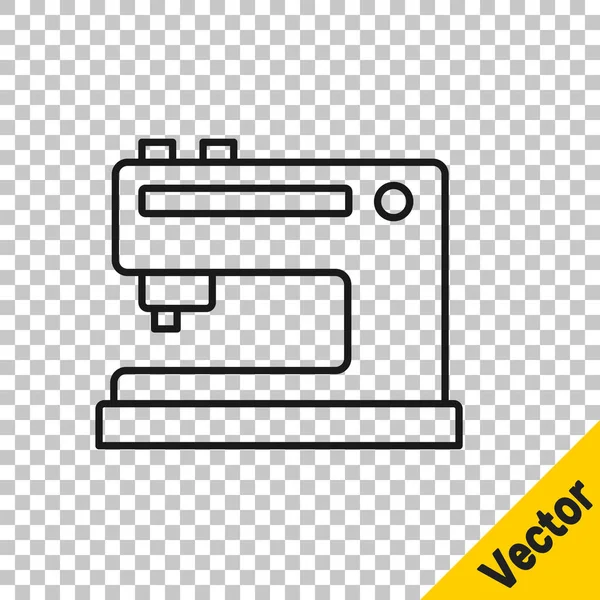 Schwarze Linie Nähmaschine Symbol Isoliert Auf Transparentem Hintergrund Vektorillustration — Stockvektor