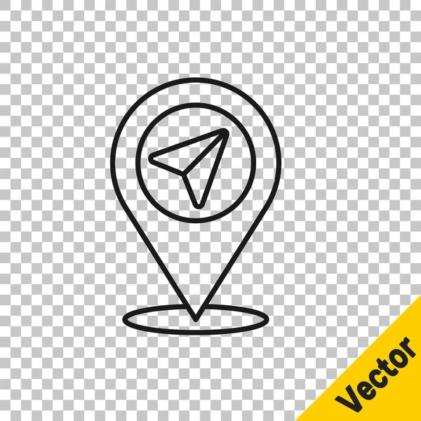 Black Line Map Pin Icon Isoliert Auf Transparentem Hintergrund Navigation — Stockvektor