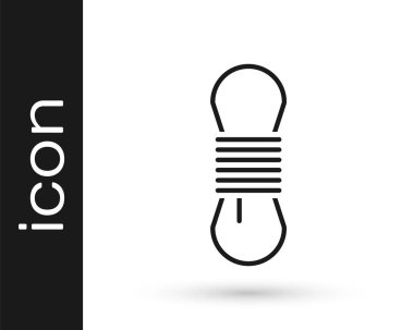 Beyaz arkaplanda gri tırmanma ipi simgesi izole edildi. Olağanüstü bir spor. Spor malzemeleri. Vektör İllüstrasyonu