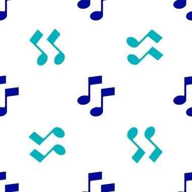 Mavi Müzik, ton simgesi beyaz arkaplanda izole edilmiş kusursuz desen. Vektör İllüstrasyonu