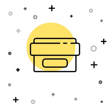 Beyaz arka planda siyah çizgi krem tüp tıp ikonu izole edildi. Tüp, kap, diş macunu, krem rengi. Rastgele dinamik şekiller. Vektör İllüstrasyonu