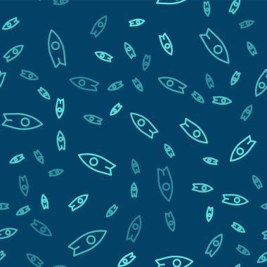 Yeşil çizgi sörf tahtası simgesi mavi arkaplandaki pürüzsüz deseni izole etti. Sörf tahtası. Olağanüstü bir spor. Spor malzemeleri. Vektör İllüstrasyonu