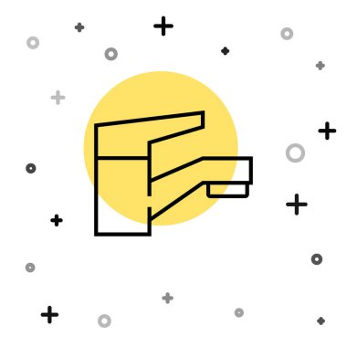 Siyah çizgi su musluğu simgesi beyaz arkaplanda izole edildi. Rastgele dinamik şekiller. Vektör İllüstrasyonu