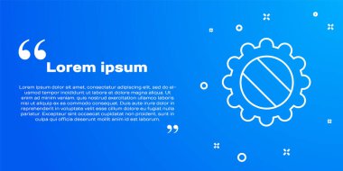 Mavi arka planda beyaz çizgi şişe kapağı simgesi izole edildi. Vektör İllüstrasyonu