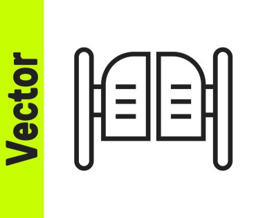 Siyah çizgi Beyaz arka planda izole edilmiş eski batı salıncak salonu ikonu. Vektör İllüstrasyonu