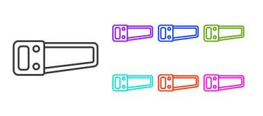 Siyah çizgili El beyaz arkaplanda izole edilmiş bir simge gördü. Simgeleri renklendirin. Vektör İllüstrasyonu