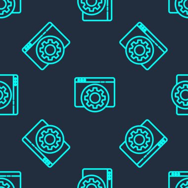 Yeşil çizgi Tarayıcı simgesini mavi arkaplanda izole etti. Ayarlama, servis, bakım, onarım, onarım. Vektör İllüstrasyonu