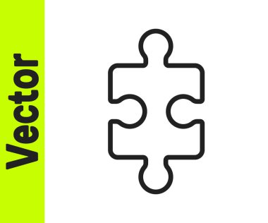 Yapboz simgesinin siyah çizgisi beyaz arkaplanda izole edilmiş. İş, pazarlama, finans, düzen, bilgi grafikleri, internet konsepti. Vektör İllüstrasyonu