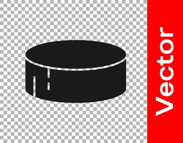 Black Hockey Puck Symbol Isoliert Auf Transparentem Hintergrund Sportgeräte Vektorillustration — Stockvektor