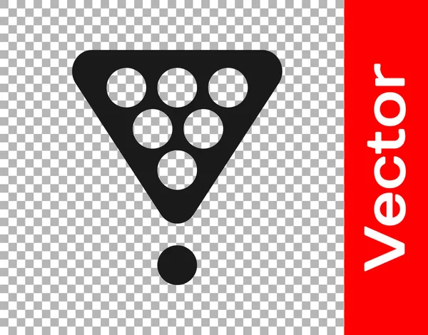 Bolas Billar Negro Icono Triángulo Rack Aislado Sobre Fondo Transparente — Archivo Imágenes Vectoriales