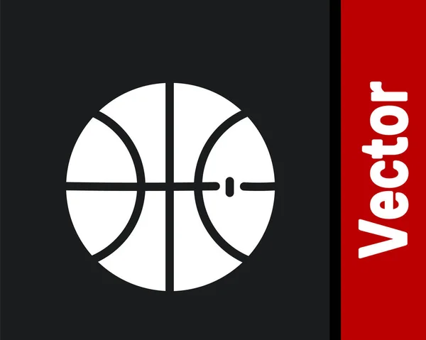Icône Ballon Basket Blanc Isolé Sur Fond Noir Symbole Sportif — Image vectorielle