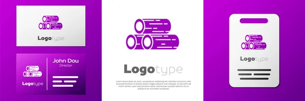 Logotype Wooden Logs Icon Isolated White Background Stack Firewood Logo — Stock Vector
