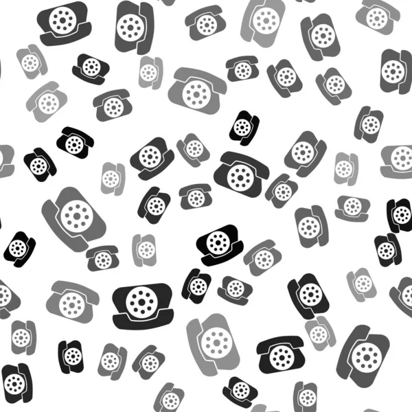 Zwarte Telefoon Pictogram Geïsoleerd Naadloos Patroon Witte Achtergrond Vaste Telefoon — Stockvector