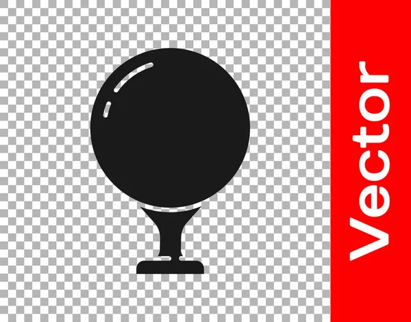 Schwarzer Golfball Auf Tee Symbol Isoliert Auf Transparentem Hintergrund Vektorillustration — Stockvektor