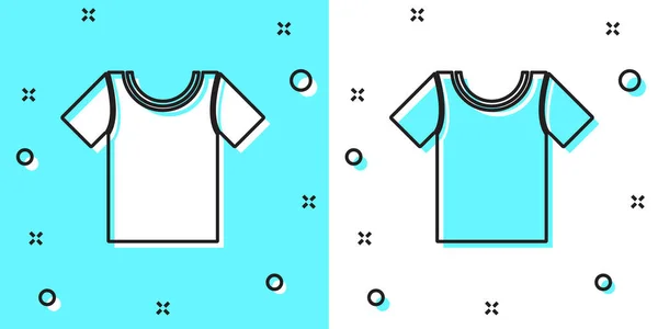 Icona Shirt Linea Nera Isolata Sfondo Verde Bianco Forme Dinamiche — Vettoriale Stock