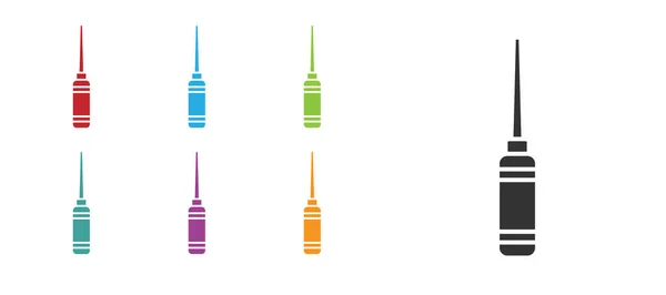 Black Ahle Werkzeug Mit Holzgriff Symbol Isoliert Auf Weißem Hintergrund — Stockvektor