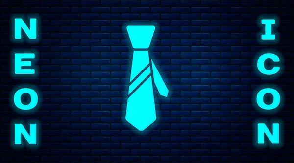 Icône Cravate Fluo Lumineux Isolé Sur Fond Mur Briques Cravate — Image vectorielle