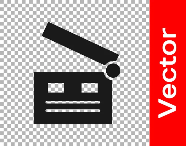 Black Movie Clapper Icon Isoliert Auf Transparentem Hintergrund Filmklappbrett Klappschild — Stockvektor