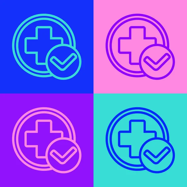 Pop Art Ligne Croix Icône Médicale Hôpital Isolé Sur Fond — Image vectorielle