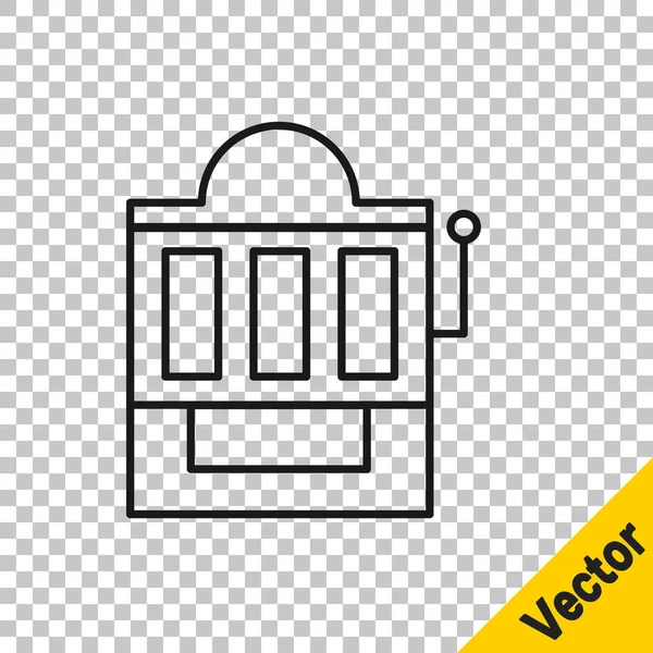 Schwarze Linie Spielautomat Symbol Isoliert Auf Transparentem Hintergrund Vektorillustration — Stockvektor