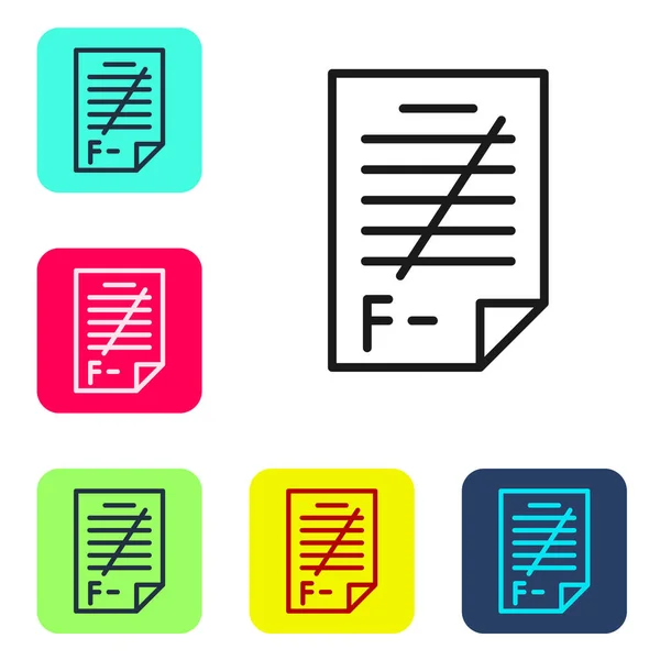 Black Line Exam Paper Incorrect Answers Survey Icon Isolated White — Stock Vector
