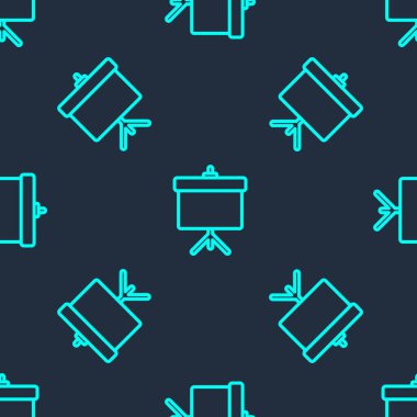 Grafik, çizelge, grafik, grafik, diyagram, bilgi grafiği, turta grafik simgesi mavi arkaplanda izole edilmiş kusursuz desenli yeşil çizgi sunum tahtası. Vektör İllüstrasyonu