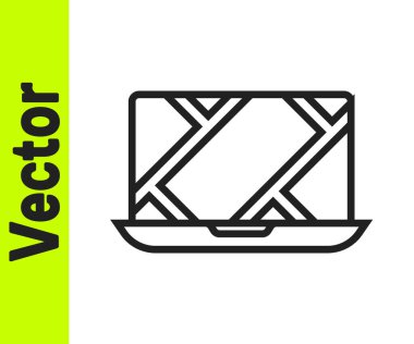 Şehir haritası yön bulma simgesinin siyah çizgi bilgileri beyaz arkaplanda izole edildi. Laptop Uygulama Arayüzü tasarımı. Yer belirleme konsepti. Vektör İllüstrasyonu