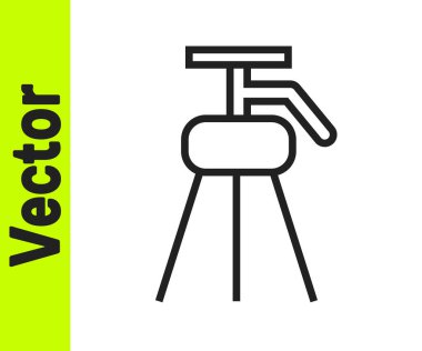 Siyah çizgi tripod simgesi beyaz arkaplanda izole edildi. Vektör İllüstrasyonu