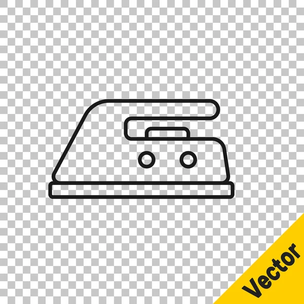 Línea Negra Icono Hierro Eléctrico Aislado Sobre Fondo Transparente Plancha — Vector de stock