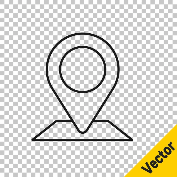 Şeffaf Arkaplanda Siyah Çizgi Haritası Simgesi Izole Edildi Navigasyon Işaret — Stok Vektör