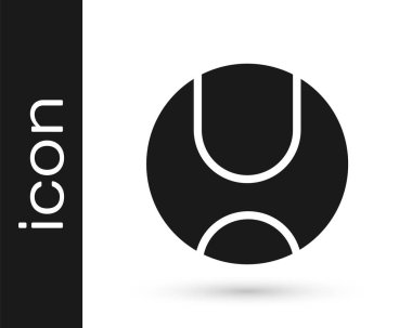 Beyaz arka planda gri tenis topu ikonu izole edildi. Spor malzemeleri. Vektör İllüstrasyonu