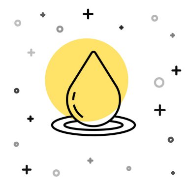 Siyah çizgi su bırakma simgesi beyaz arkaplanda izole edildi. Rastgele dinamik şekiller. Vektör İllüstrasyonu