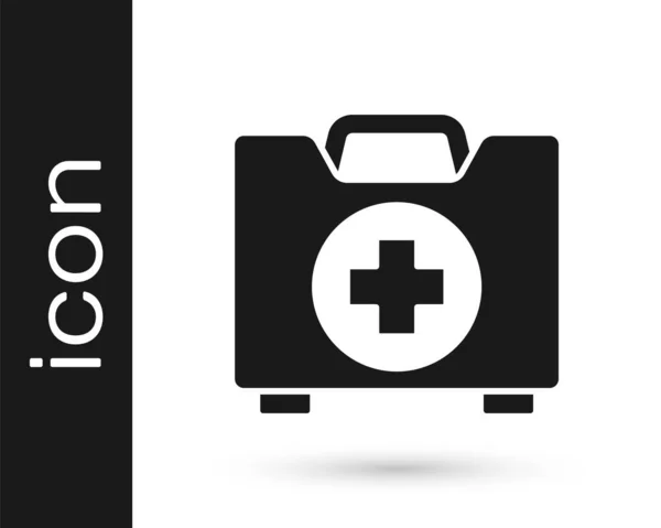 Иконка Grey First Aid Белом Фоне Медицинская Коробка Крестом Медицинское — стоковый вектор