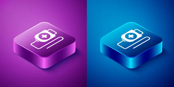 Isometric Bag Icon Isolated Blue Purple Background Blood Bag Donate — Stock Vector