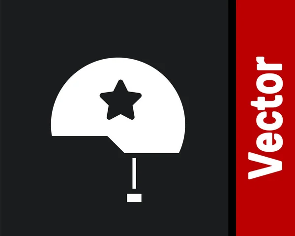 Icono Del Casco Militar Blanco Aislado Sobre Fondo Negro Sombrero — Vector de stock