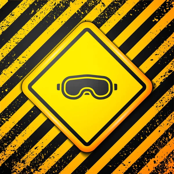 Black Ski Goggles Icon Isolated Yellow Background Extreme Sport Sport — Stock Vector