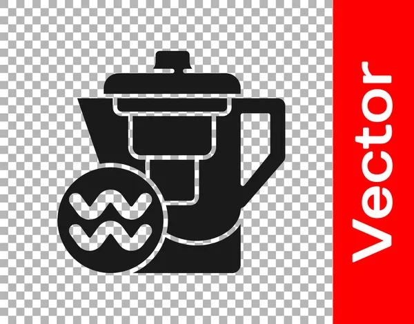 Black Water Jug Filter Icon Isolated Transparent Background Vector Illustration — Stock Vector