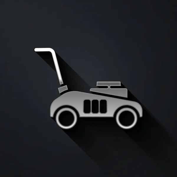 Иконка Косилки Silver Lawn Выделена Черном Фоне Косилка Газона Длинный — стоковый вектор