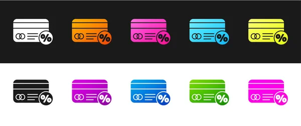 Set Discount Karte Mit Prozent Symbol Isoliert Auf Schwarz Weißem — Stockvektor